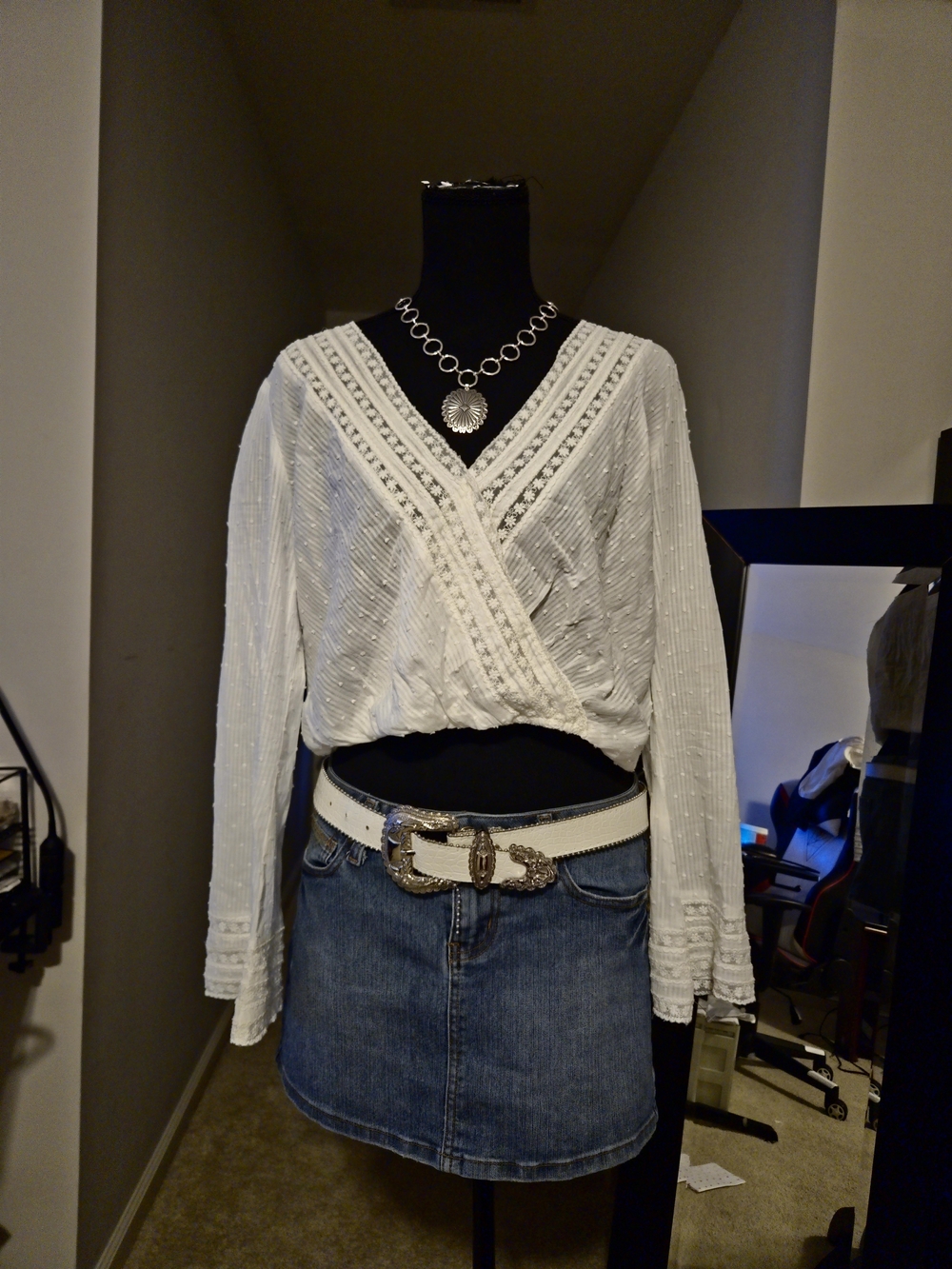 White Long Sleeve Wrap Blouse Like New